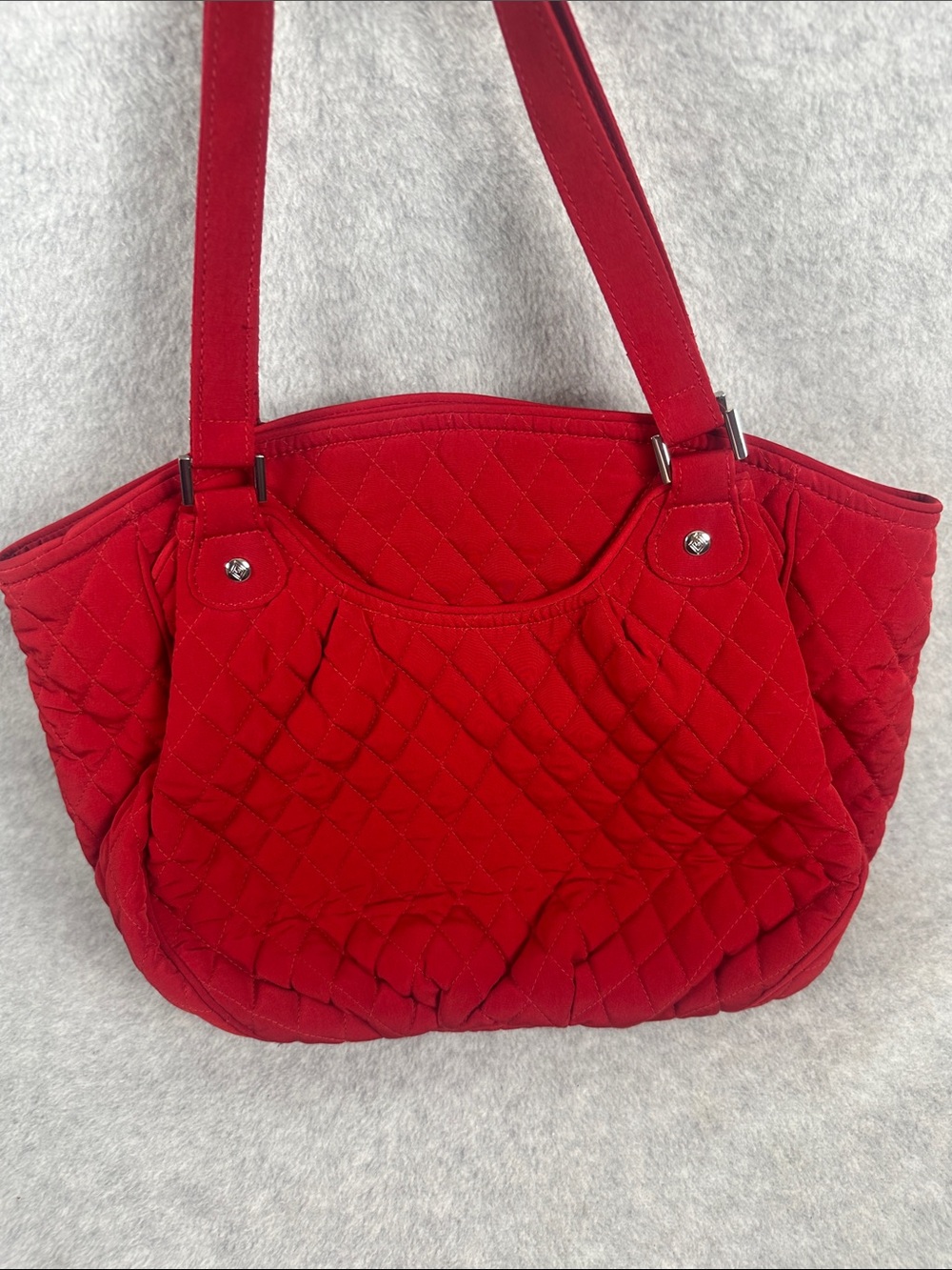 Vera Bradley Quilted Deep Red Shoulder Tote - Picture 6 of 9